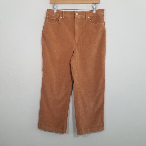 Express Corduroy High Rise Cropped Wide Leg Stretch Pants Size 12 - Picture 1 of 8